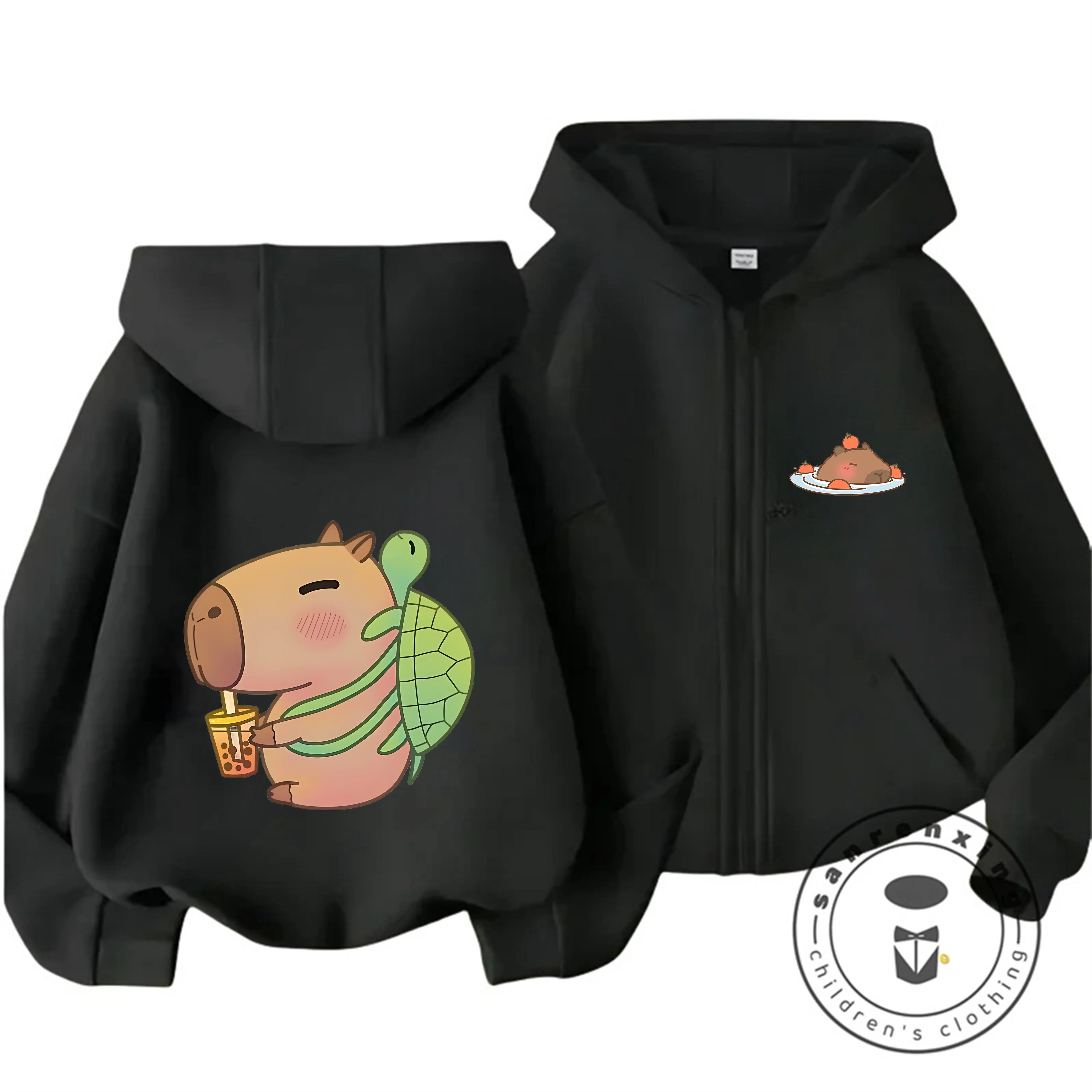 

Capybara 2026 Stylish Zipper Hoodie 3-14Y Boys Girls Autumn Winter Cute Kawaii Cartoon Street Hot Fashion Outdoor Casual Warm