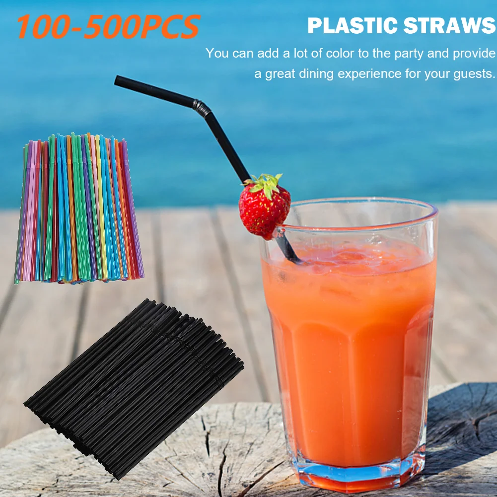 300-100PCS Multicolor Kunststof Straws for Wedding Party Supplies Juice Beverage Kitchen Cocktail Birthday Bar Drinking Straws
