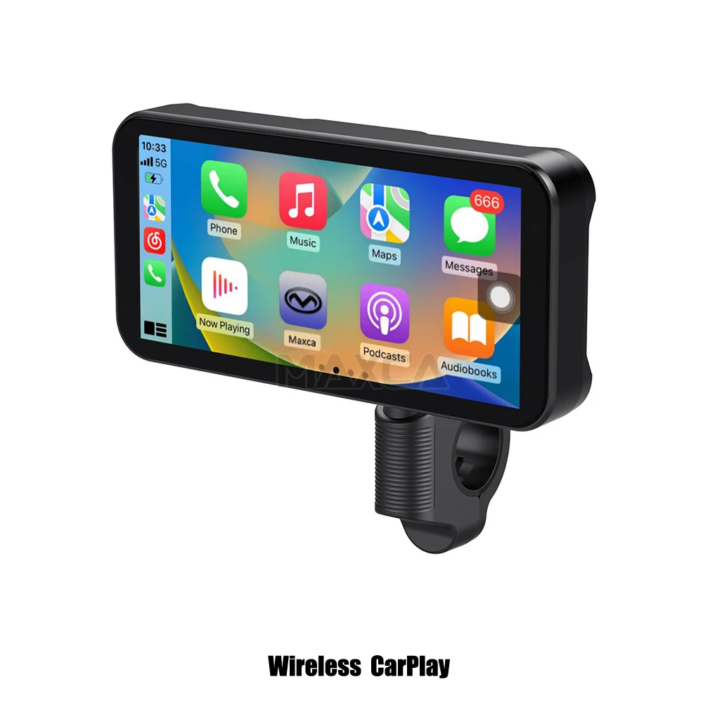 Maxca M6 Moto Wireless Android Auto Apple Carplay 6.25 inch Touch Screen IPX7 Waterproof, Dual HD1080P DVR Camera Optional