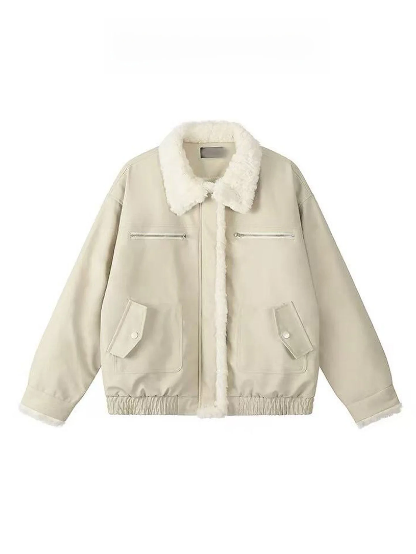 

Американская шуба в стиле ретро с мехом ягненка, женская зимняя новая свободная теплая хлопковая куртка с застежкой-молнией, цветная повседневная одежда