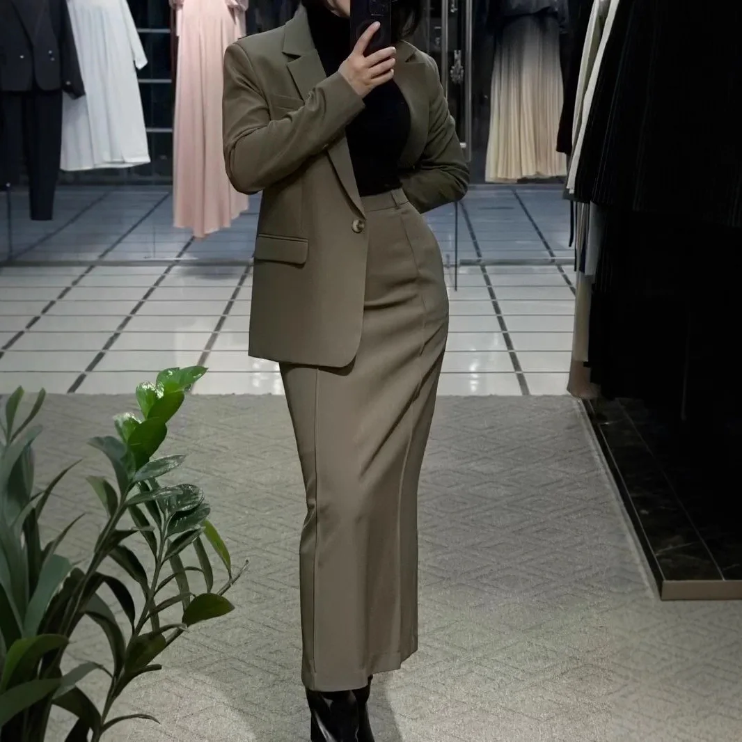 Allingentle تنورة البدلة النسائية 2 قطعة مجموعة البدلة أزياء تنورة Pantsuit مجموعة تخصيص #3