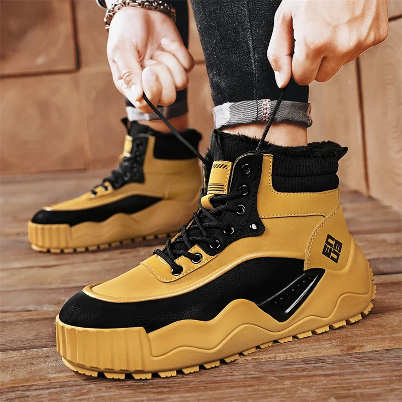 

Новые бархатные теплые высокие повседневные уличные противоскользящие и износостойкие спортивные хлопковые туфли на толстой подошве