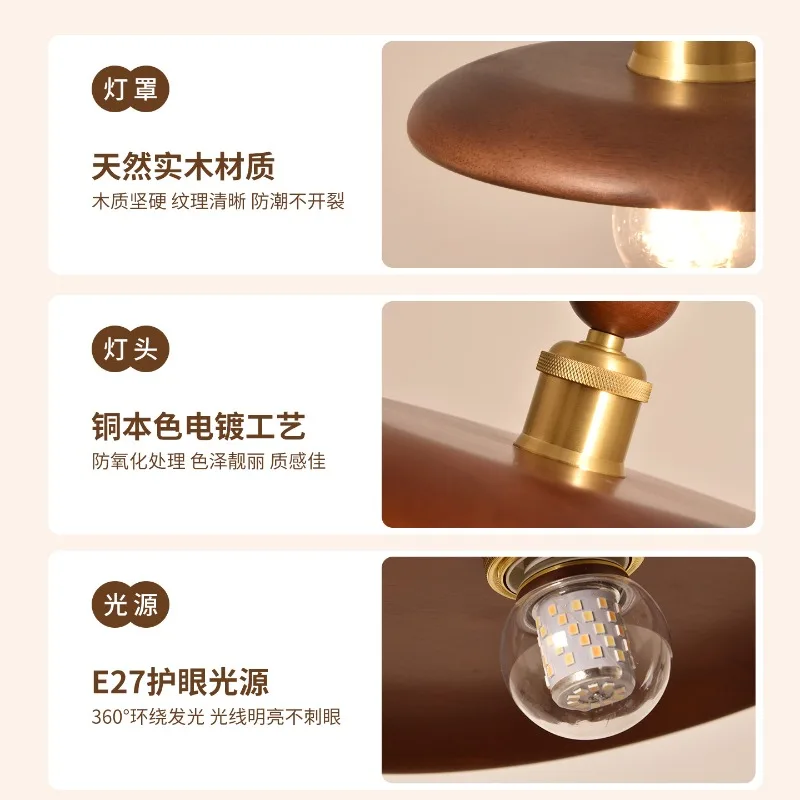 

Retro Wabi Sabi Style Pendant Lights Wooden LED Hanging Lamps Homestay Tea Room Restaurant Bar Counter Indoor Ceiling Chandelier