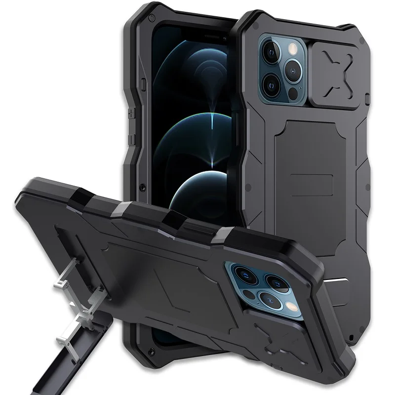 

Роскошный Металлический бронированный чехол ZSHOW для iPhone Apple 14, 13, 12 Pro Max, чехол с полной защитой от ударов на 360 ° и окошком для камеры