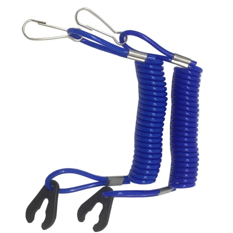 2PCS Jet Ski Safety Lanyard Tether Cord Boat Outboard Engine Safety Tether Blue Emergency Flameout Switch Drawstring