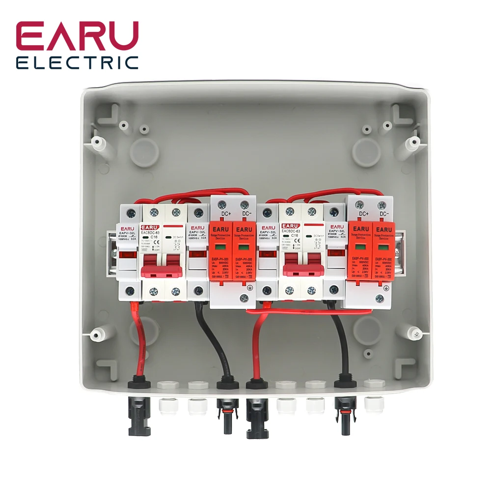 500V 2 Input 2 Output 2 String For Off Grid Solar Energy System Photovoltaic Array Solar PV Combiner Box DC Circuit Breaker