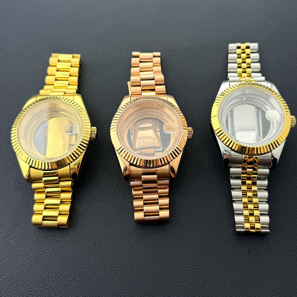41mm men's sapphire glass case, suitable for NH35 NH36 movement, fashionable waterproof Jub President stainless steel strap