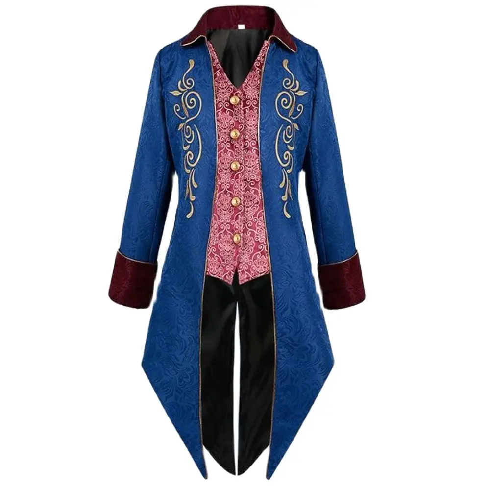 Mens Medieval Gothicsteampunk Jacquard Tuexdo Halloween Cosplay Victorian Tailcoat Costume Renaissanc Nobleman Prince Jacket T