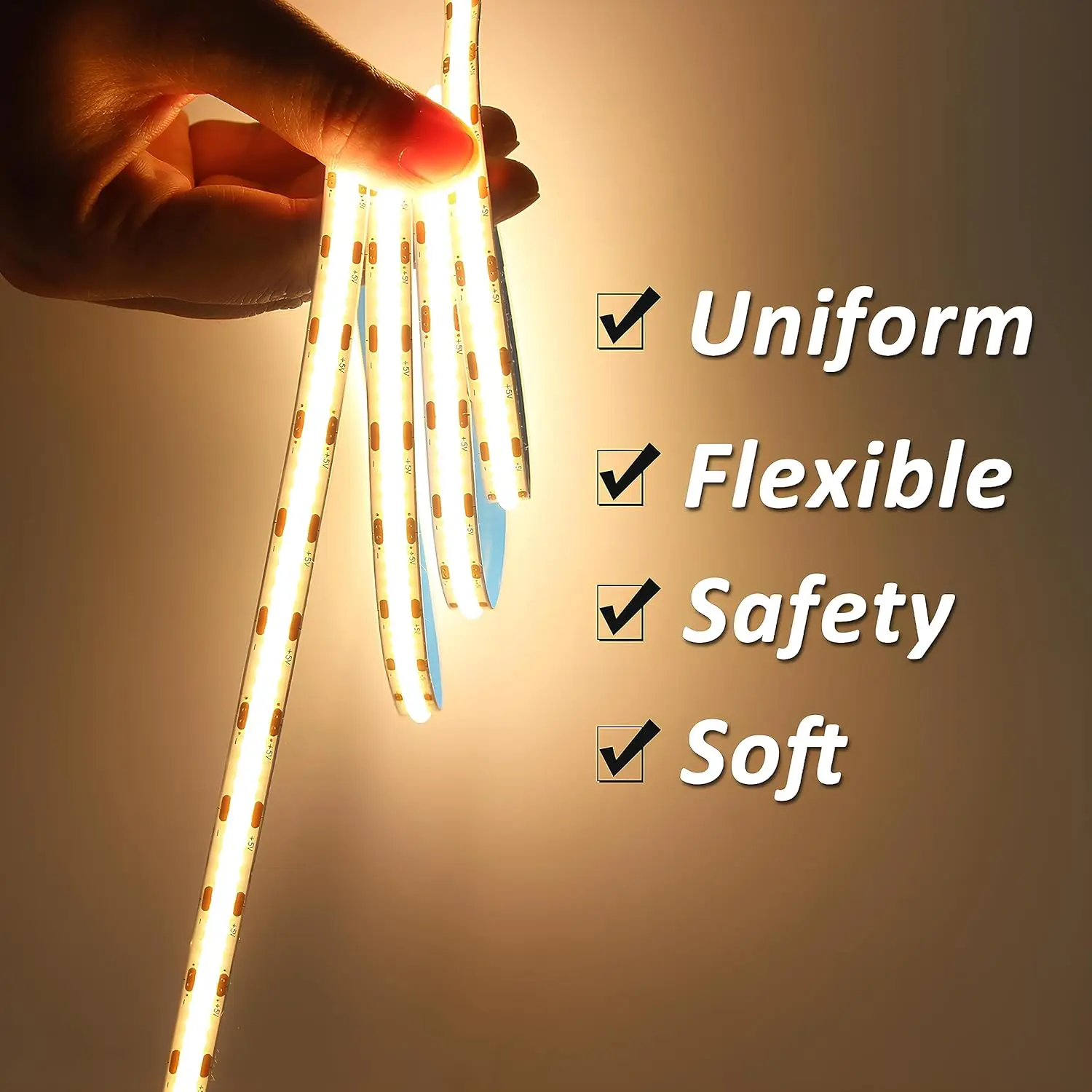 Bande lumineuse LED COBLED, auto-arina, flexible, avec commande tactile, gradation continue