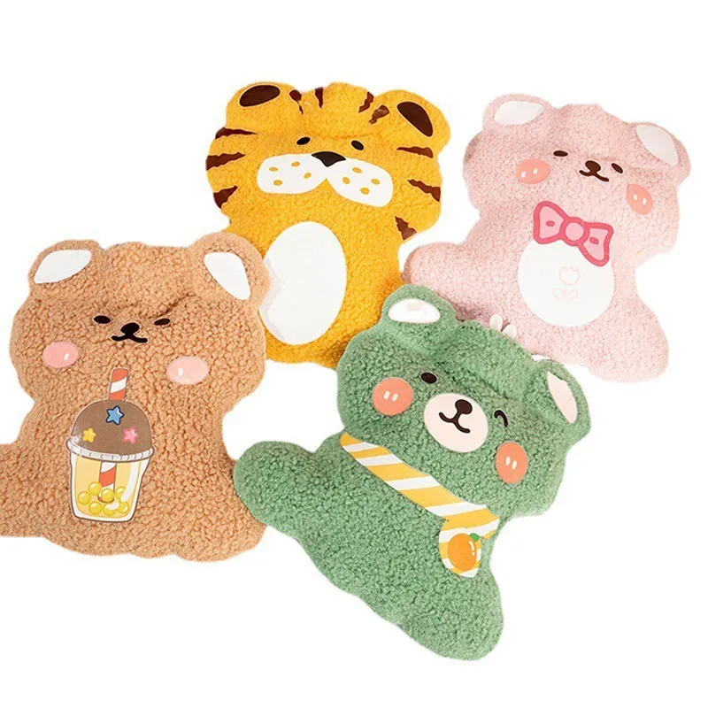 Portable Warm Water Bag Water Injection Hot Water Bag PVC Plush Warm Hand Bag Mini Hand Warmer Kawaii Water Bottle Winter Supply