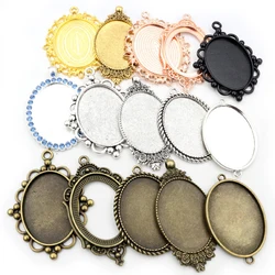 New Fashion 5pcs 30x40mm Inner Size Antique Bronze And Antique Silver Plated Classic Style Cabochon Base Setting Charms Pendant
