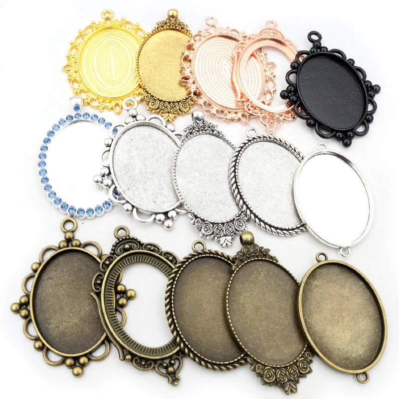 Nowa moda 5 sztuk 30x40mm wewnętrzny rozmiar antyczny brąz i antyczne posrebrzane w stylu klasycznym Cabochon baza ustawienie Charms wisiorek