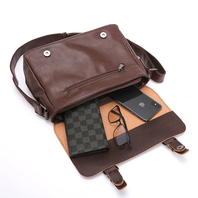 Bolsa de ombro masculina vintage, bolsa de trabalho diário, mensageiro, luxuosa, fashion, bolsa de ombro para laptop, maleta masculina