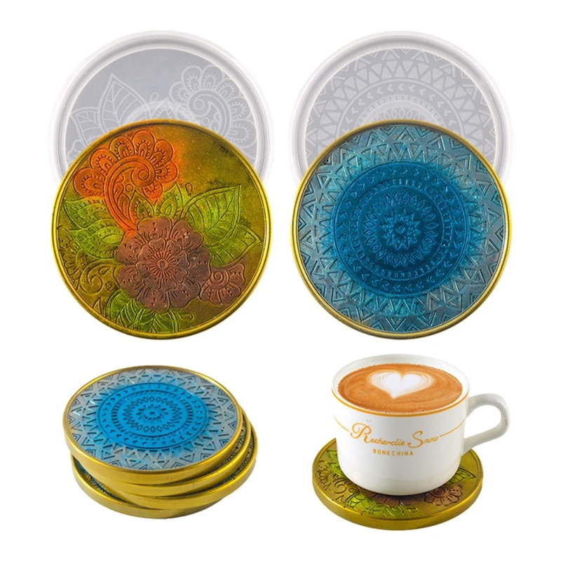 

Patterned Round Epoxy Resin Mold Handmade Cup Mat Mug Pad Silicone Mold Drop Shipping