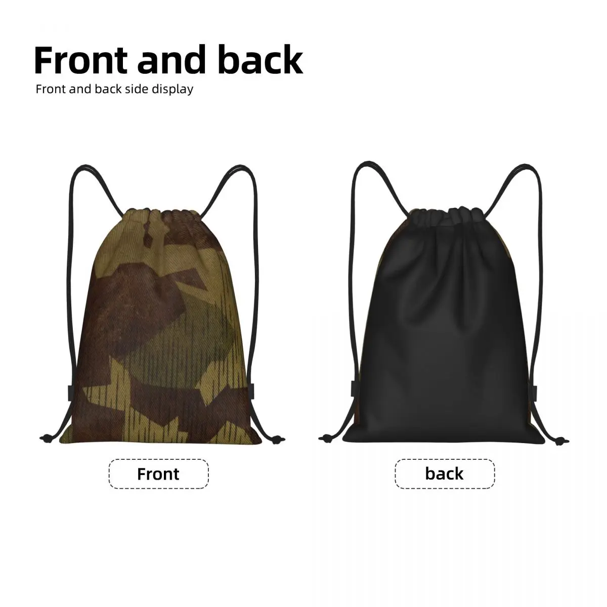 Custom WW2 German Splittertarn Camo Drawstring Backpack Sports Gym Bag for Men Women Military Army Camouflage Training Sackpack