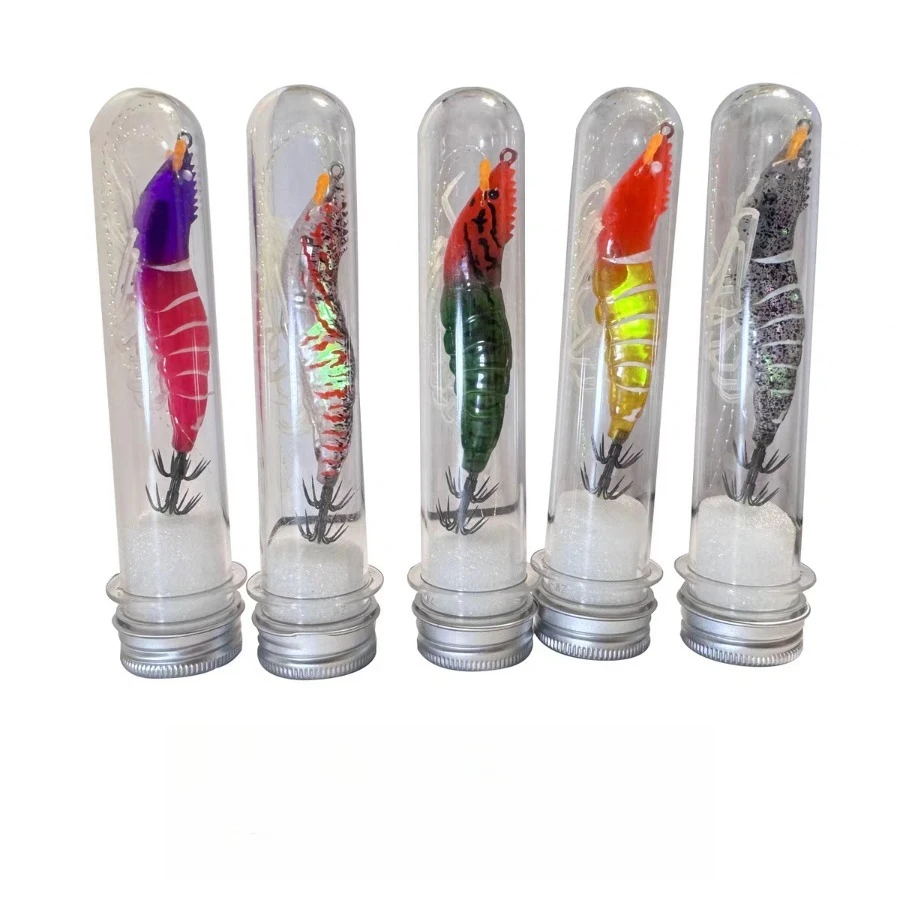 1 قطعة مضيئة الصيد إغراء الخشب الروبيان خطاف صيد على شكل سمكة أفقي غرق إغراء الأخطبوط الحبار Egi الطعم لوازم الصيد