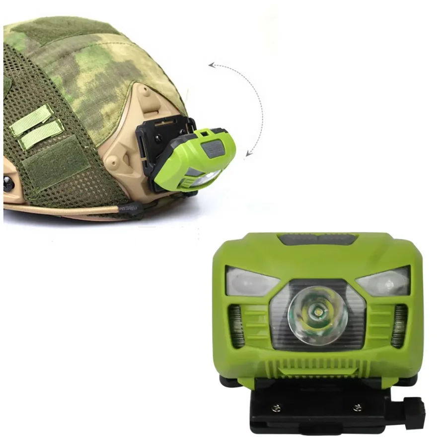 USB Charging Induction Waterproof Headlight FAST Tactical Helmet Headlight Q5 Rescue Light Signal Light