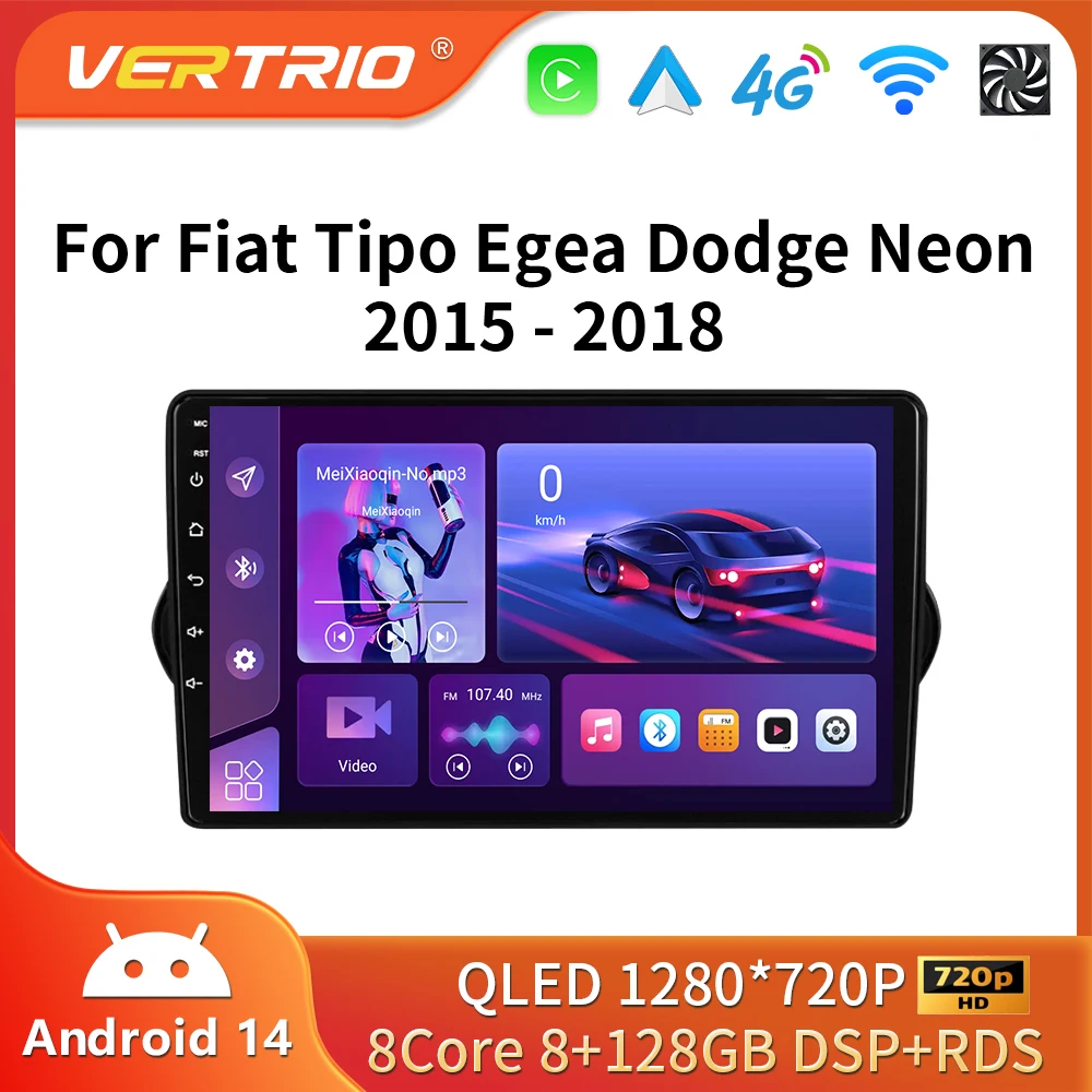 Android 16 para fiat tipo egea dodge neon 2015-2018 rádio estéreo do carro reprodutor de vídeo multimídia gps 4g carplay 2din android auto