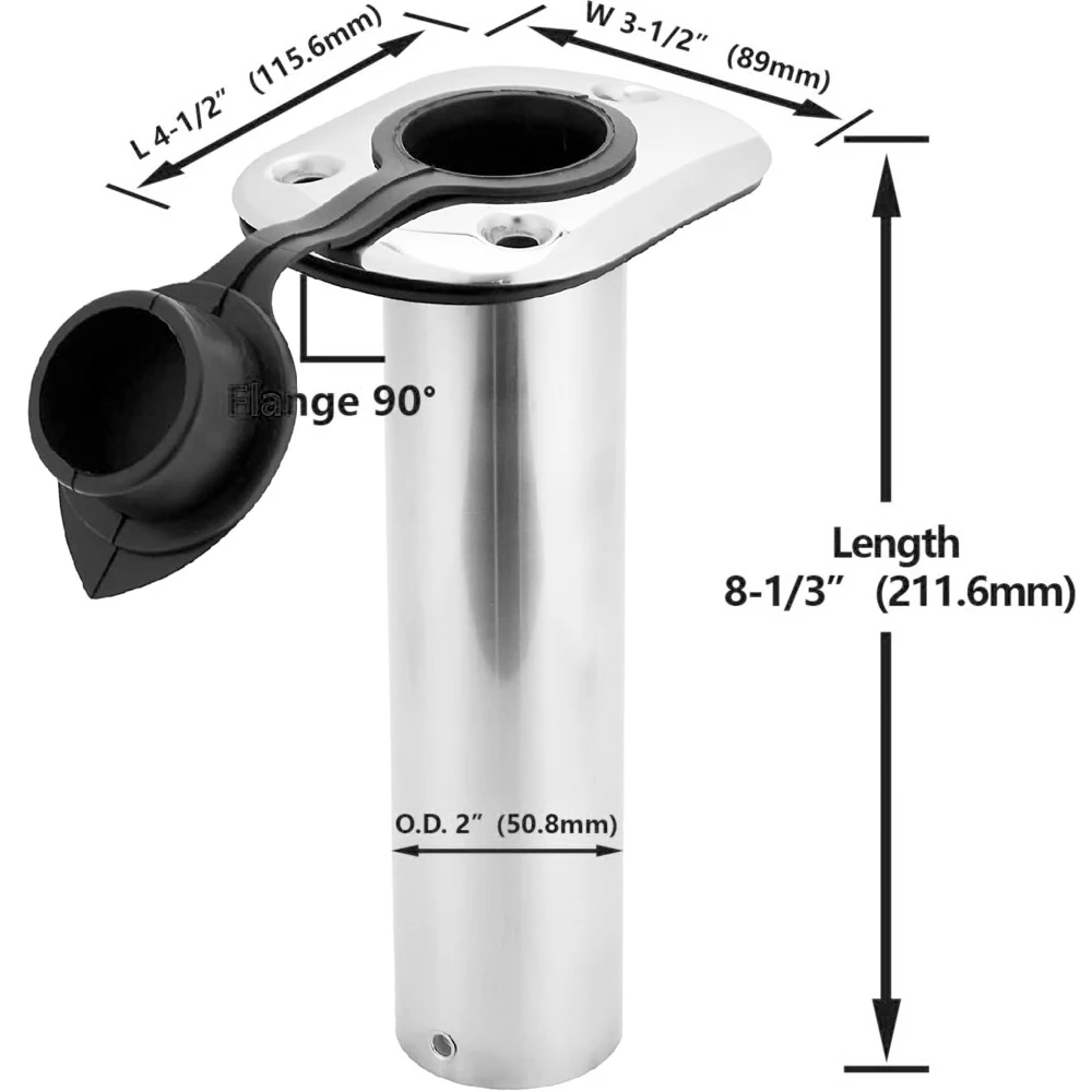 

Держатель удочки из нержавеющей стали для лодки, крепление для скрытого монтажа 15/30/90 градусов с крышкой из ПВХ, внутренней трубкой и прокладкой