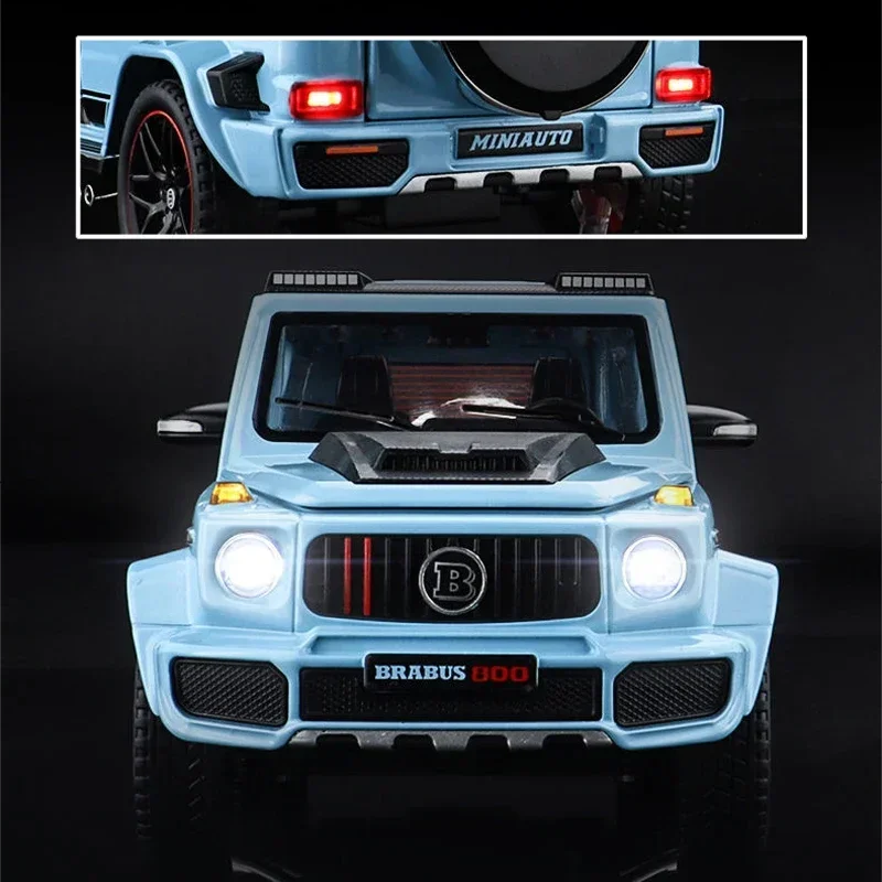 1:24 Mercedes Benz BRABUS G800 alta simulazione pressofuso in lega di metallo modello di auto Sound Light Pull Back Collection regalo giocattolo per bambini