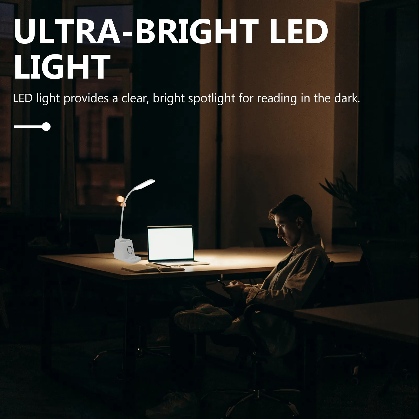 Multipurpose Desk Light Pen Holder Flexible Tube Wireless Charging Table Lamp LED Night Light Home Decoration Desktop Lamp