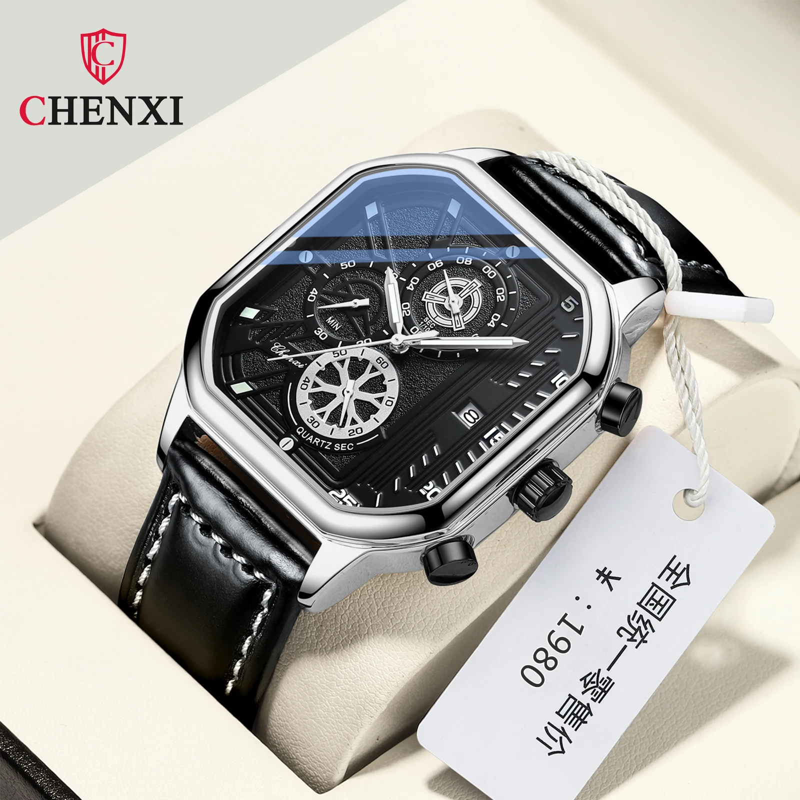 Chenxi 904, модные многофункциональные часы, повседневные спортивные водонепроницаемые кожаные наручные часы, роскошные кварцевые мужские часы Relogio Masculino