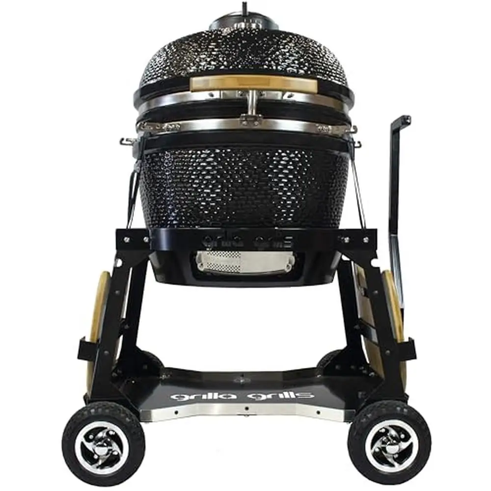 Kamado Pro Cart Solid Tires 14-Gauge Steel Frame All Terrain Grilling Fits Green Egg Durable Secure Convenient Mobile Grill Cart