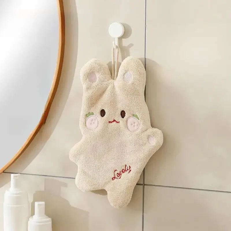 Double Layer Hand Towel Hanging Cartoon Square Scarf Thick Absorbent Towel Coral Velvet Double Layer Cute Tong Hand Towel