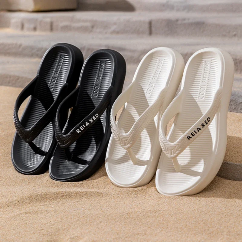Summer Beach Men's Flip Flops 2026 Soft Sole Comfortable Platform EVA Slippers Men Outdoor Clip Toe Flat Heels Slides Sandals