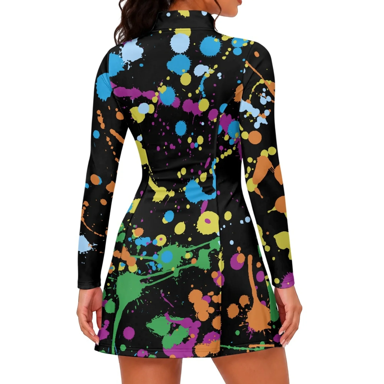 PENSTROLL Ink Splash Golf Tennis Dress Golf Dress with Built in Shorts 2 PCS Women's Golf Dress for Sports Workout