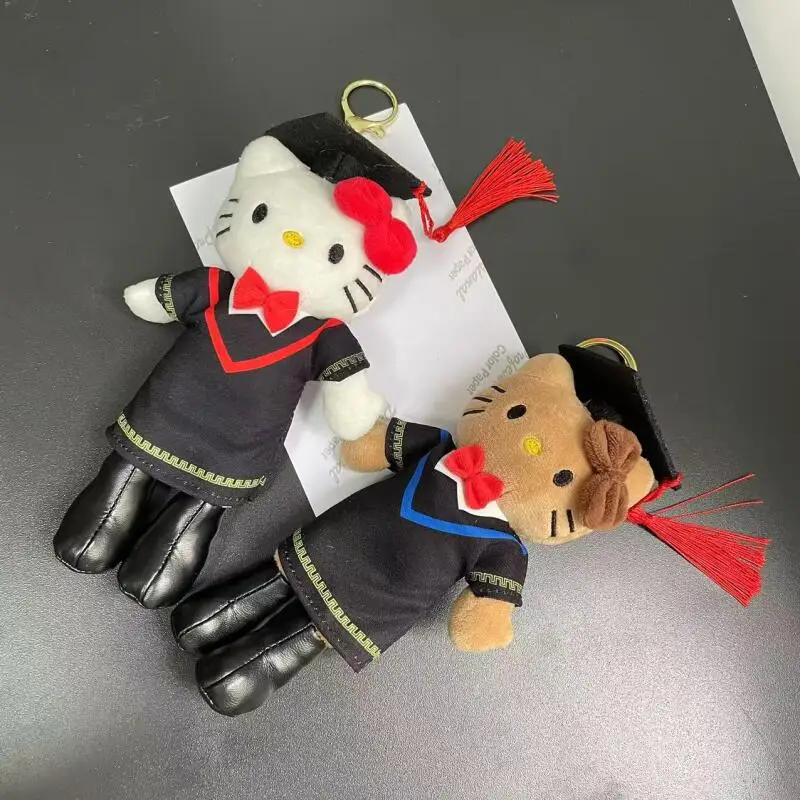 Sanrio Black Skin Hello Kitty Doctor of Philosophy Graduation Costume Plush Keychain Campus Graduation Season Backpack Pendant