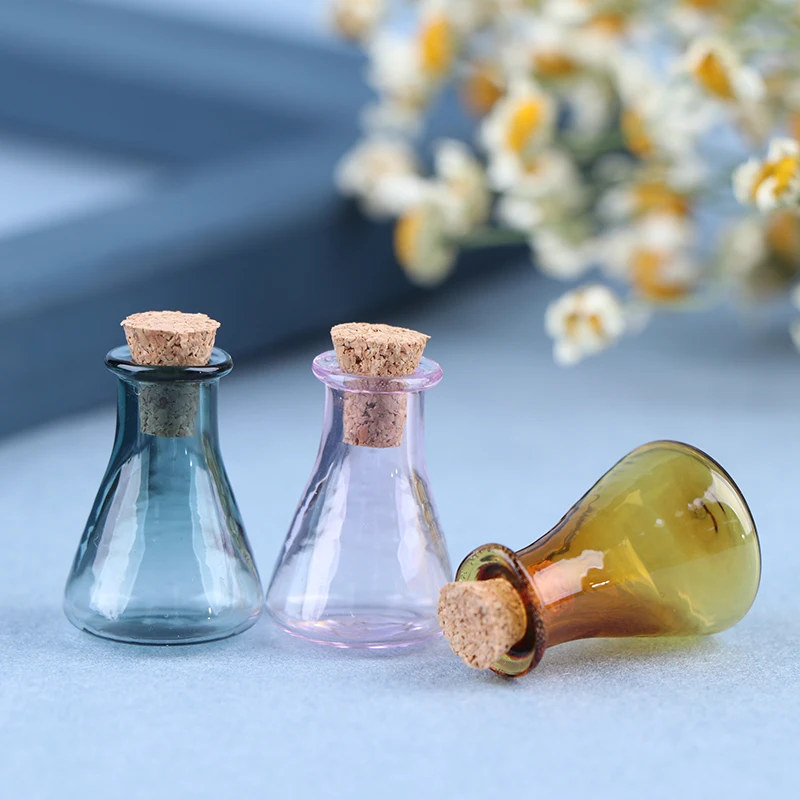 Mini bouteille de couleur en verre, 2 pièces, bouteille de souhait, petits pots, flacons, Mini bouteille de rangement