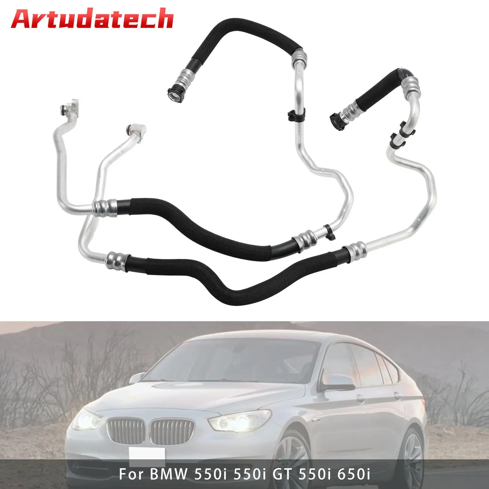 Artudatech Engine Oil Cooler Line 17227589509 17227589510 For BMW 550i 550i GT 550i 650i