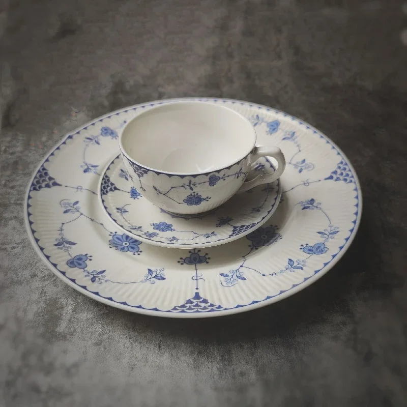 

American Style Blue and White Ceramic Western Dishes, Creative Steak Dishes, Coffee Cups, Plates, Bowls, Tableware, Dinner Party