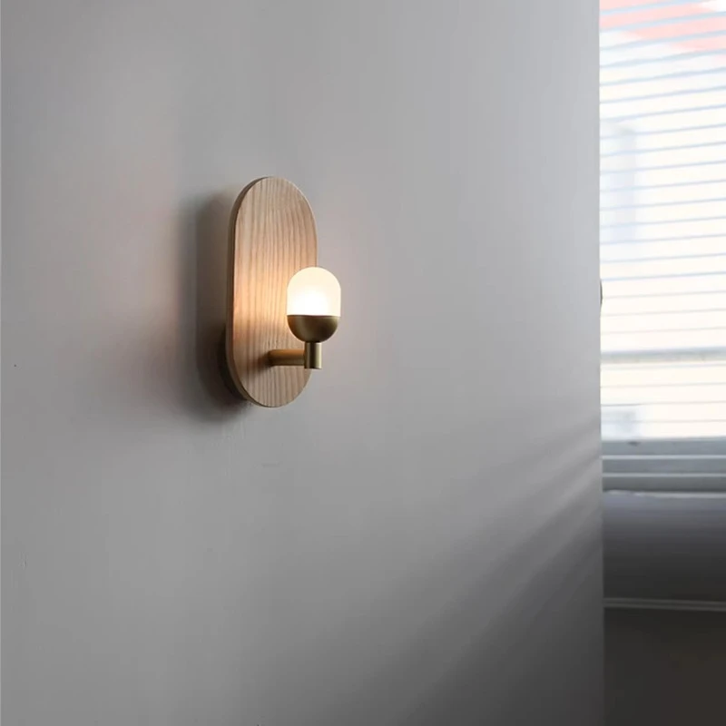 

Wooden Led Wall Lamp Bedroom Living Room Bedside Nordic Interior Home Decor Sconces Corridor Foyer Stairs Background Wall Lights