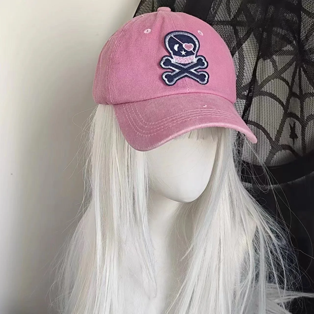 Casquette de Baseball avec tête de mort brodée pour femmes, chapeau Ins Y2K rose, doux et Cool, décontracté, visière, accessoires Harajuku, nouvelle collection
