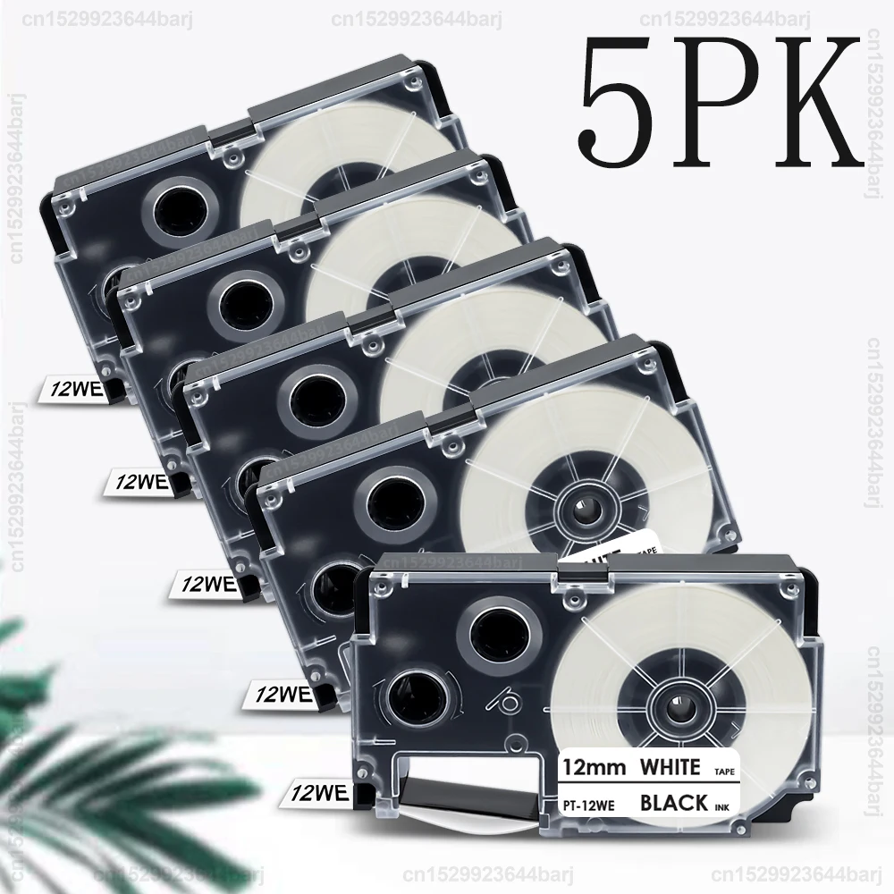 

3 шт./5 шт. XR12WE совместимая лента для этикеток Casio EZ XR-12WE XR-12X XR-12YW 12 мм картридж для этикеток для принтера этикеток Casio KL-100 KL-60
