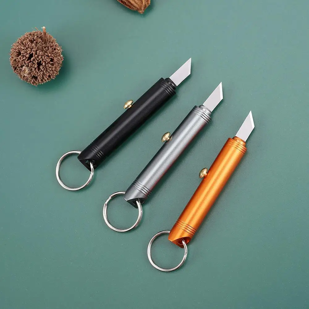 Mini Utility Knife Retractable Knife Sharp Paper Knife Replaceable Blade Key Chain Pendant Outdoor Open Express Tool Gift