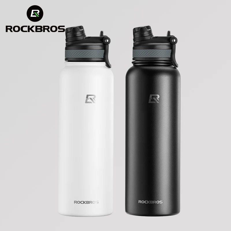 ROCKBROS Thermos Water Bottle 500ml 1000ml Thermal Cup Non Slip 304 Stainless Steel Cold And Hot Thermo Cup Cycling Hiking Equipment