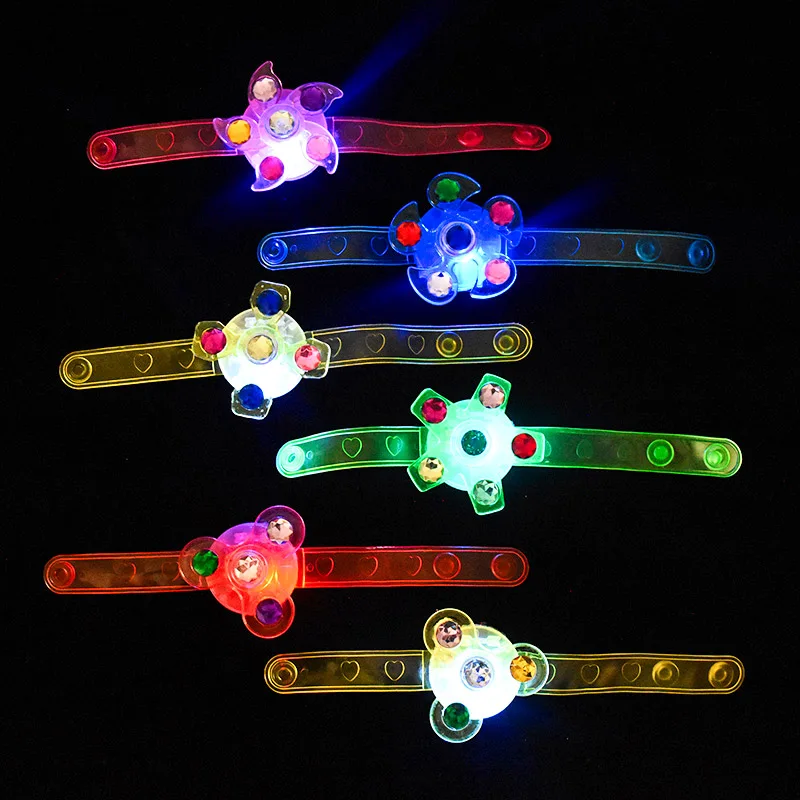 5pcs Kid's Glow Watch LED Light Fidget Spinner Toys Glow In The Dark Luminous Party Supplies Favor Gift