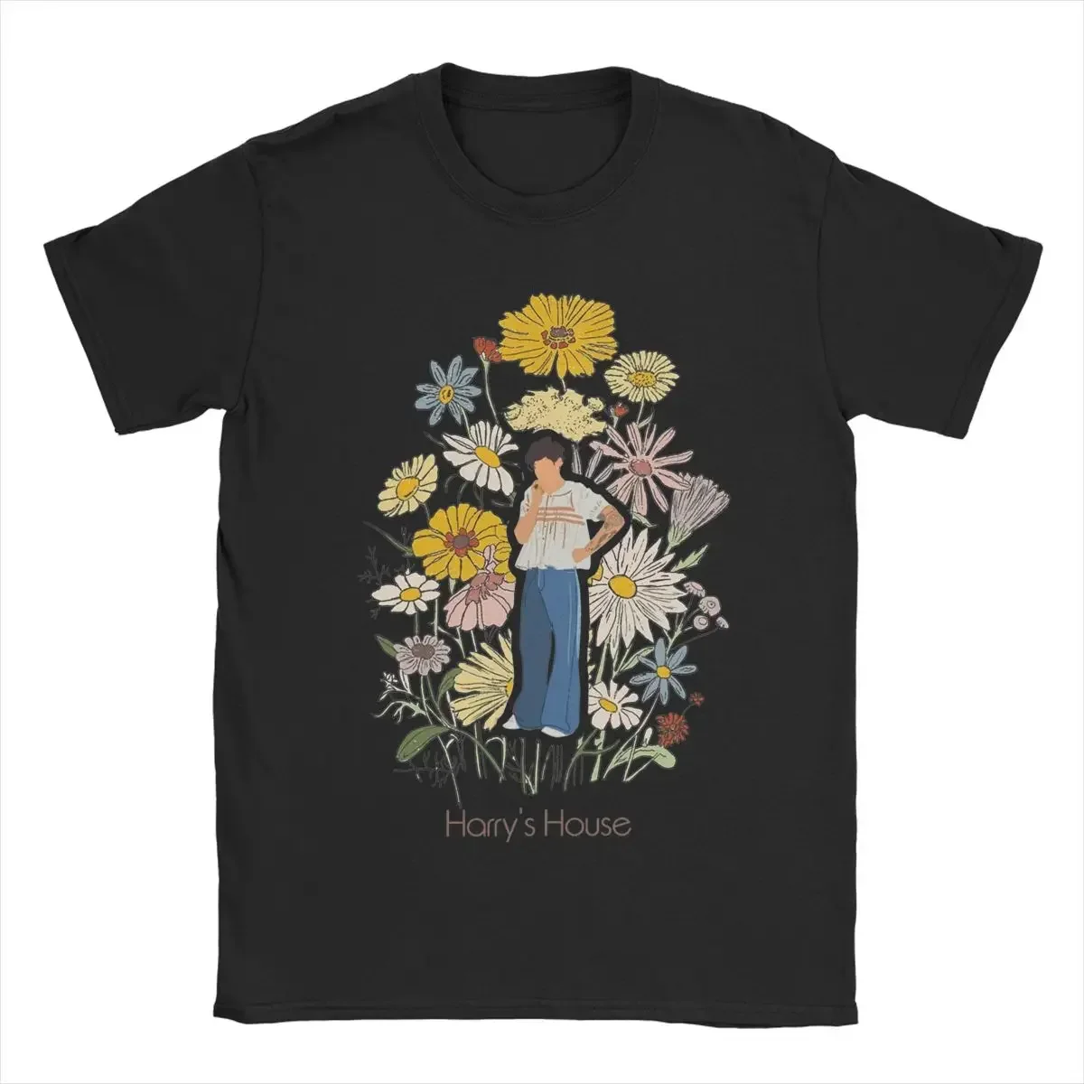 Short Sleeve Clothes Summer Men Pure Cotton Vintage T-Shirt O Neck Tee Shirt Harrys Style Fruit Man With Flowers T Shirt 2024
