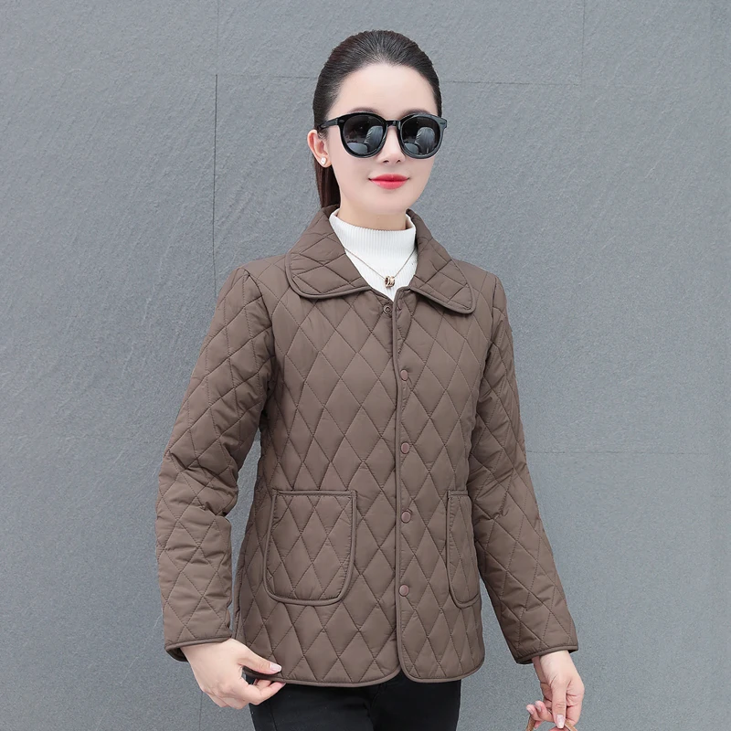 

Новая женская осенне-зимняя модная теплая хлопковая куртка для мам, повседневное свободное универсальное корейское пальто с воротником, темпераментное женское пальто