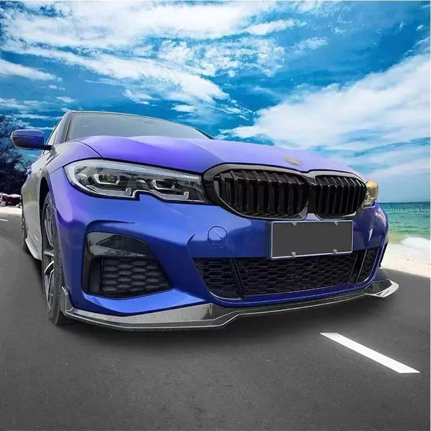 New！Front Bumper Splitter Lip Spoiler Diffuser Guard Body Kit Cover For BMW 3 Series G20 G28 2020 2021 2022 Gloss Black MP Style