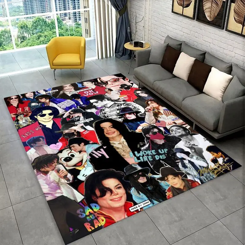 Retro MJ Michael Jackson King of Pop Non-Slip Area Rug for Living Room,Bedroom,Playroom,Carpet Floor Mat Home Decor Rug Kid Room