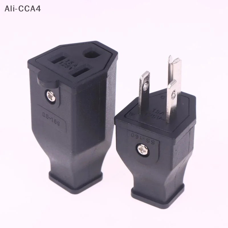 

1/2PCS USA Triprong Power Outlet Wiring Electrical Receptacle AC Socket Plug Black 125V 15A US Female Male Connector