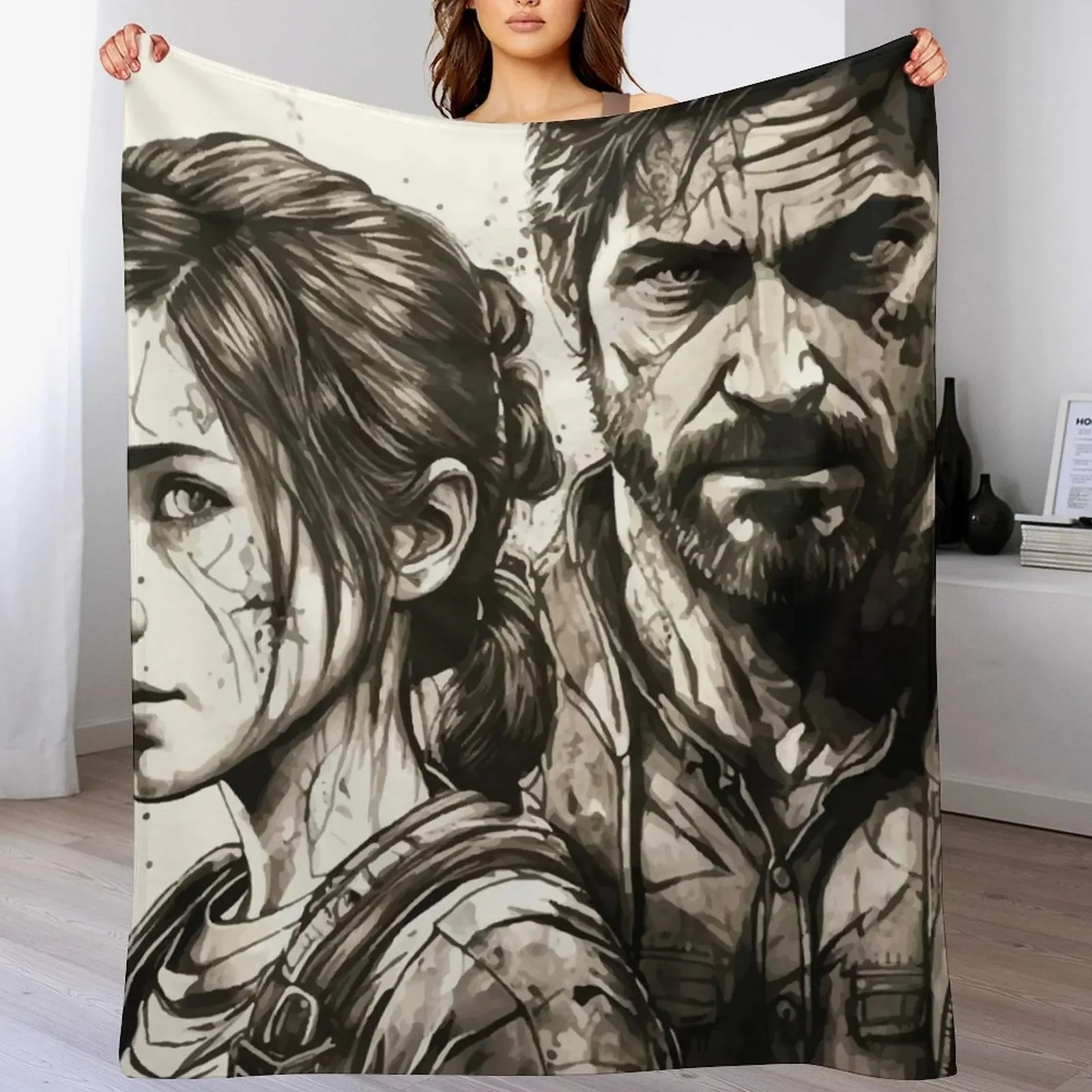 Ellie Throw Blanket for winter Retros Hair manga Blankets