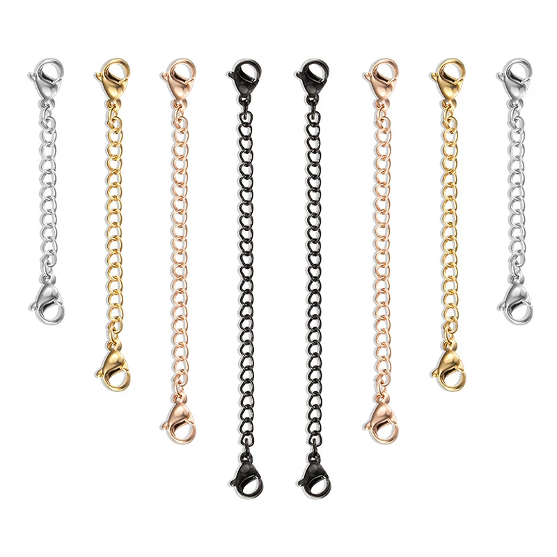 5 Stück Halsketten-Verlängerungsketten mit Karabinerverschluss in Goldfarbe aus Edelstahl für DIY-Schmuckherstellung, Armband- und Halsketten-Verlängerung. – Detail 1