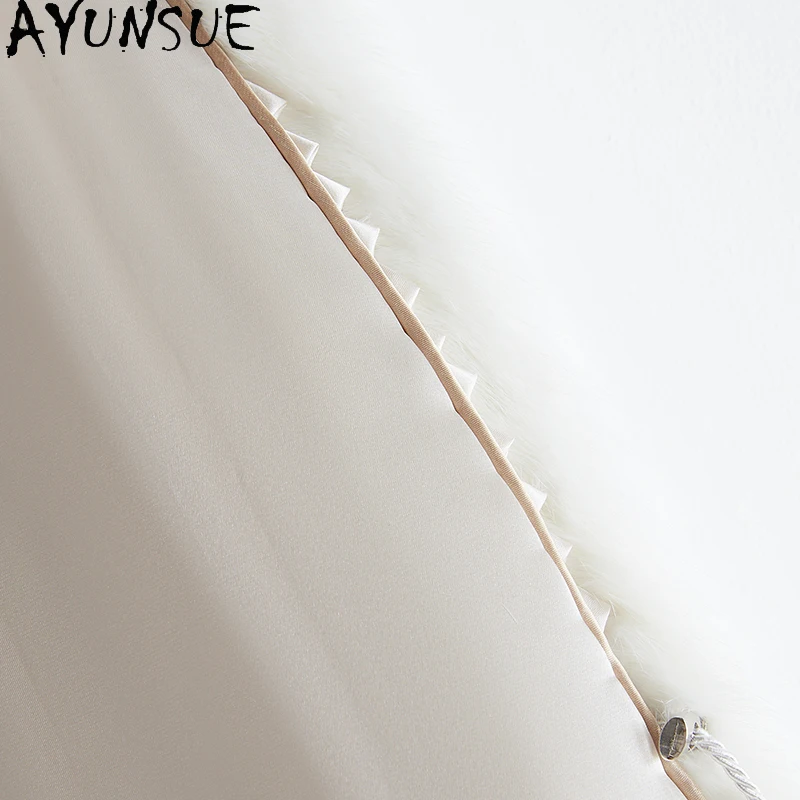 AYUNSUE معطف فرو المنك امرأة 2025 معطف طويل امرأة الشتاء نوعية جيدة الكورية نمط ملابس عصرية امرأة Echtpelz رف دامن