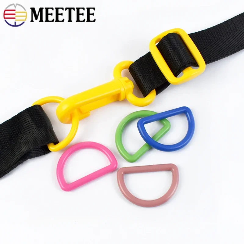 50/100Pcs Colorful Plastic D Ring Buckles 15-38mm Hook Clasp Connector Backpack Bag Strap Belt Luggage DIY Sewing Accessories