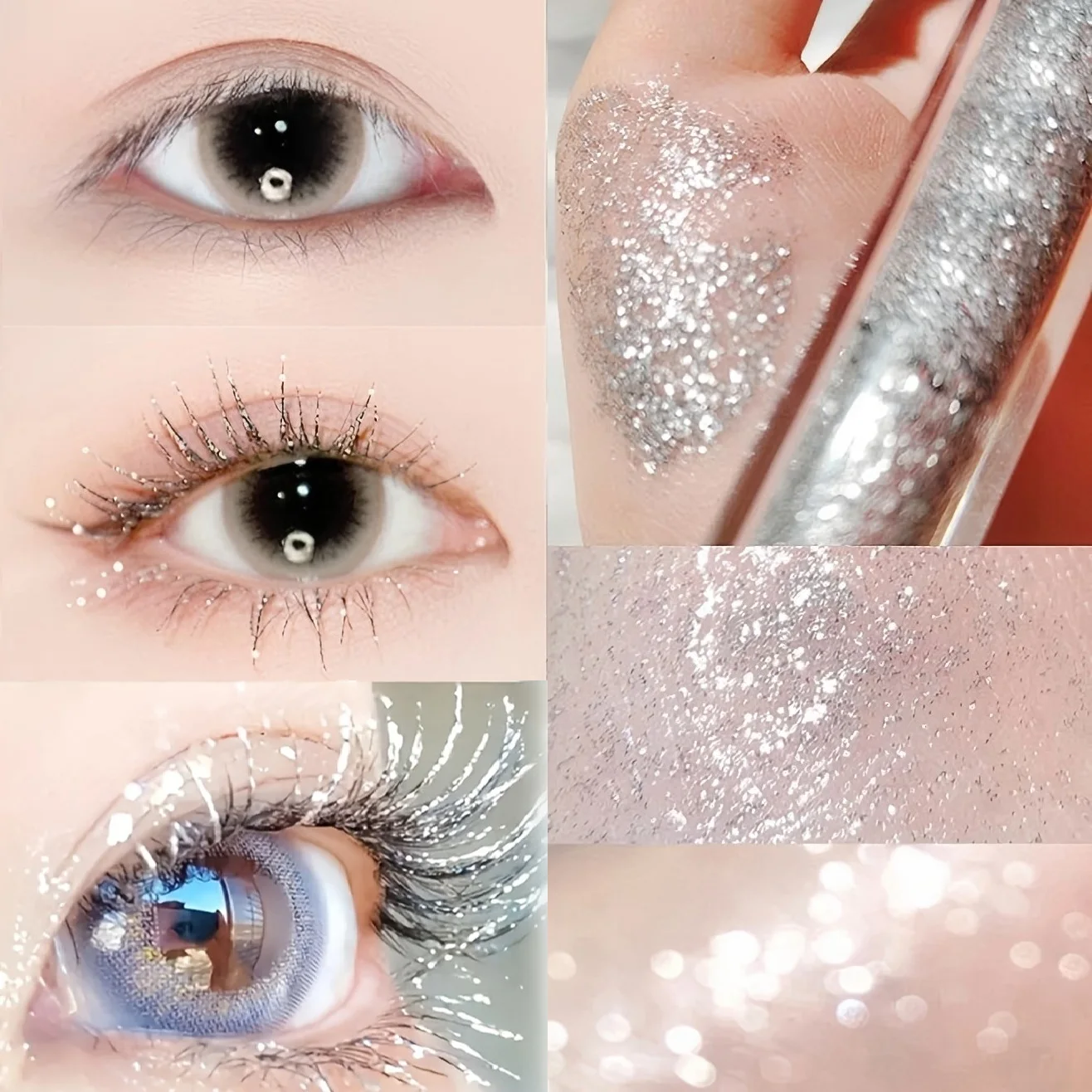 다이아몬드 글리터링 마스카라, 스팽글 스타 글리터링 실버 화이트 마스카라, 홀리데이 메이크업 만들기